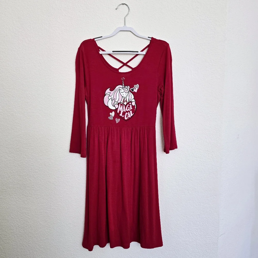 Justice Girl's BE MAGICAL Graphic Loop Back Dress Size 12